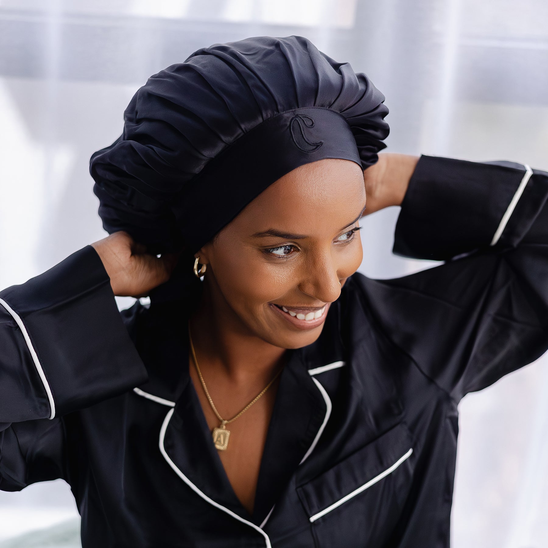 Hair bonnet silk sale